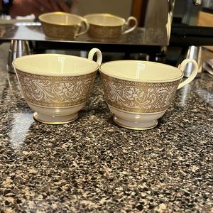 Two Franciscan Masterpiece China Renaissance Gold pattern coffee cups